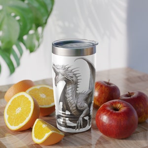 Dungeons and dragons gift tumbler dnd gift tumbler nerdy gift geek gift tumbler geek travel mug dnd travel mug role White Dragon tumbler