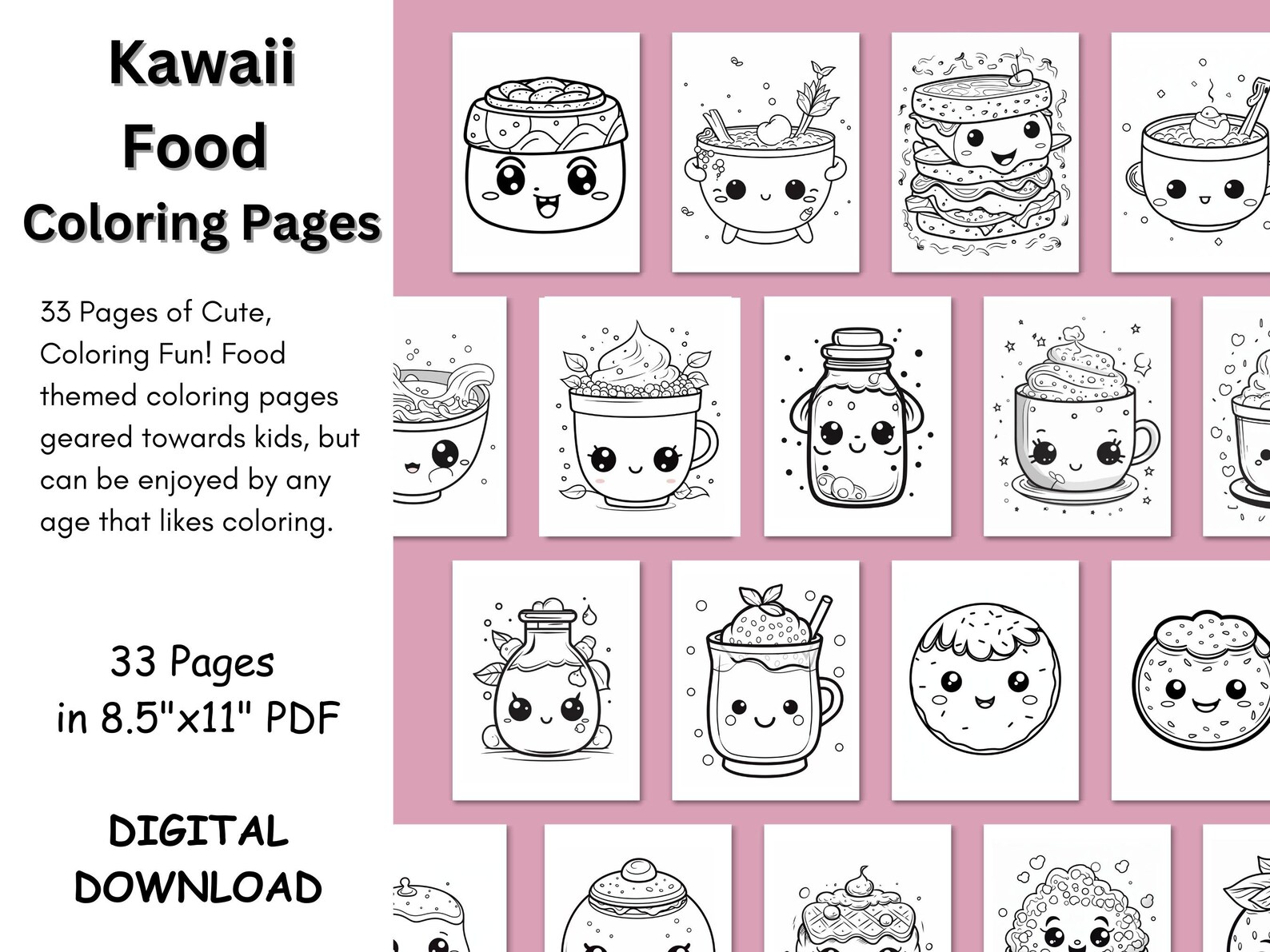Kawaii Food Coloring Pages, Printable Coloring Pages, Kids Kawaii ...