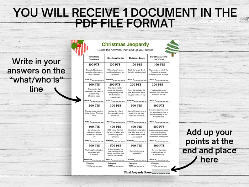 Christmas jeopardy game template