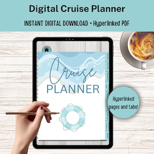 Planificador de cruceros digital, índice con hipervínculos, itinerario de crucero, planificador de viajes, listas de equipaje, rastreador de reservas, planificador de vacaciones