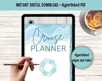 Digital Cruise Planner, Hyperlinked Index, Cruise Itinerary, Travel Planner, Packing Lists, Booking Tracker,  Vacation Planner