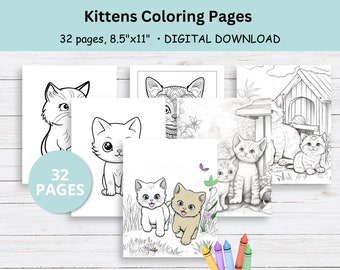 Kitten Coloring Pages, Cute Cat Coloring Pages, Printable Coloring Pages, Kids coloring pages, Coloring Pages for Adult