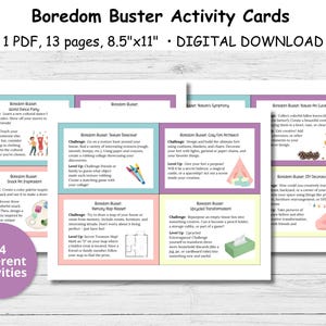 Boredom Buster Activity Cards, Activity Cards for Kids, Activity Ideas for Kids, Printable Boredom Busters, Boredom Jar Cards for Kids