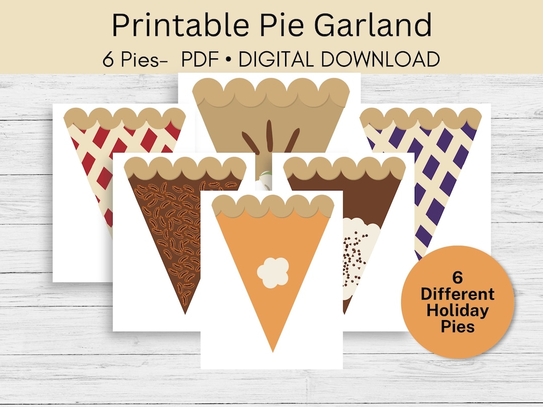 Pie Garland Printable, Thanksgiving Decoration, Thanksgiving Holiday ...
