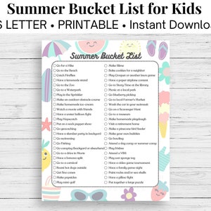 Summer Bucket List for Kids, Kids Activities, List of Summer Activities, Fun Indoor and Outdoor Activities for Kids, Bucket List Printable
