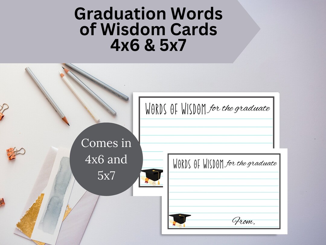 Graduation Words of Wisdom Cards, Printable Party Gift, Graduation ...
