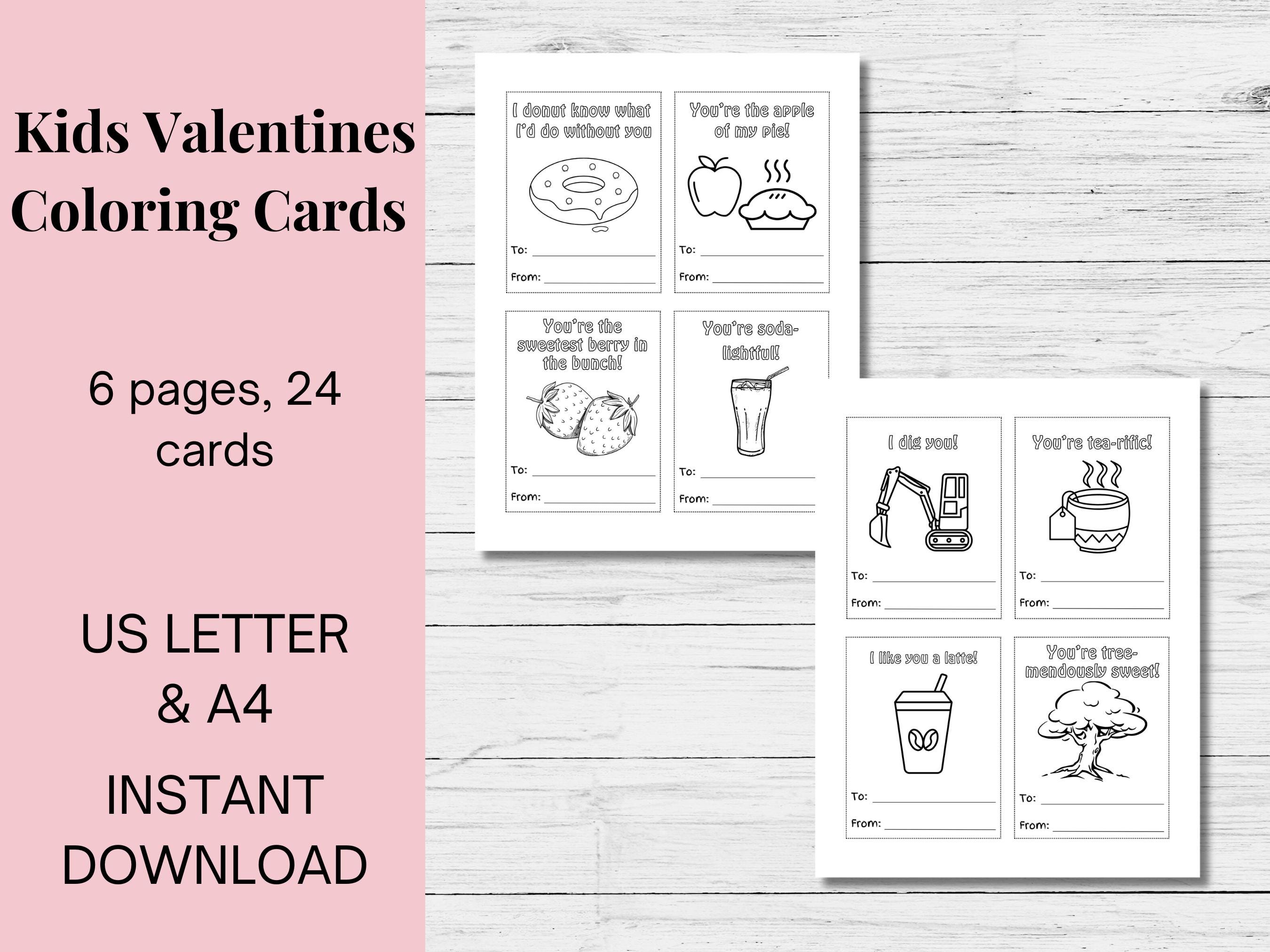 Coloring Valentines Day Cards Printable, Funny Kids Valentines ...