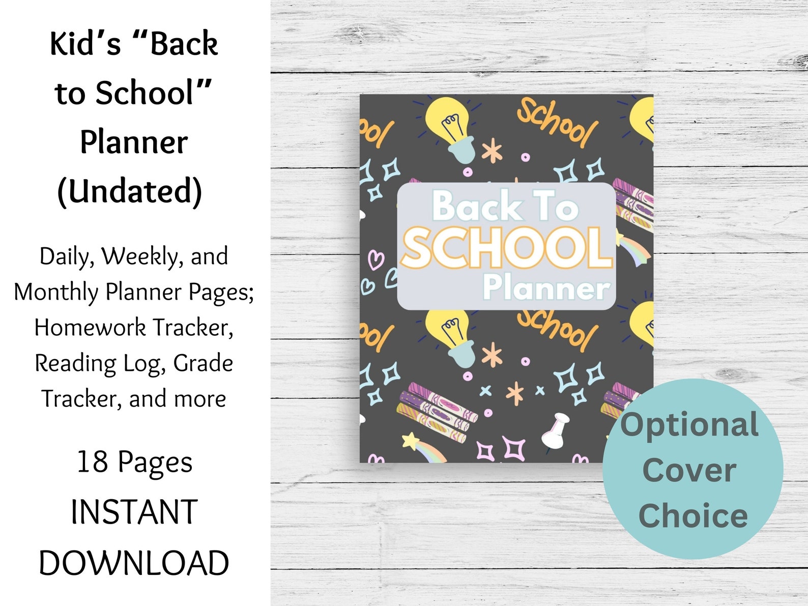 Kid's School Planner, Back to School Planner, Undated School Planner ...
