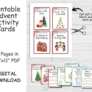 Printable Advent Activity Cards, Christmas Advent Cards, Printable ...