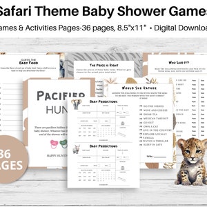 Safari Baby Shower Games Bundle Printable, Instant Download Animal Activity Pack, Jungle Fun for Guests, Cute DIY Theme, Playful Jungle