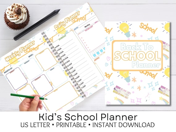 Kid's School Planner, Back to School Planner,  Undated School Planner, Homework Tracker, School Reading log, Kid's Planner