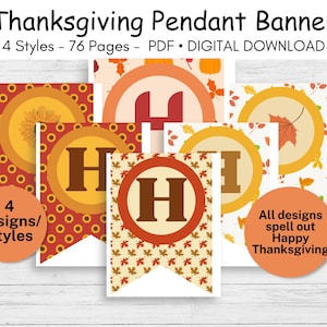 Thanksgiving Pendant Banner, Printable, Thanksgiving Decoration, Happy Thanksgiving Letters