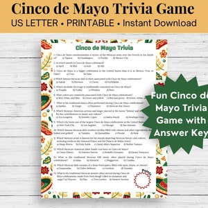 Cinco de Mayo Trivia Game, Printable Game, Cinco de Mayo Party Game, Hispanic Heritage Fun, Virtual Icebreaker, Hispanic Heritage Game