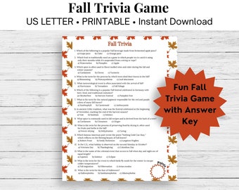 Fall Trivia Game, Printable Autumn Game, Activity for Adults & Kids, Harvest Game, Fall Time Senior Game, Fall Fun Game, Virtual Icebreaker