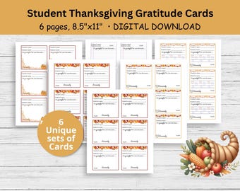 Thanksgiving Gratitude Cards, Student Gratitude Cards, I'm Grateful for Cards, Gratitude Activity for Students, Classroom Gratitude Activity