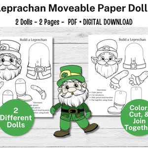 Pappersdockor med pyssling, Leddockor, Papperspyssel med högtider, Förskoleaktiviteter, Utskrivbara saker för St. Patrick's Day, Bygg en pyssling