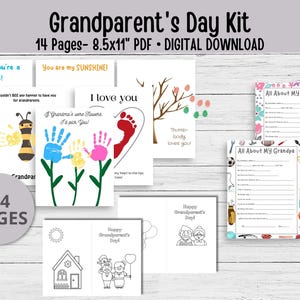 Créations manuelles d'empreintes de main pour la fête des grands-parents, cartes pour la fête des grands-parents, kit fête des grands-parents, oeuvre d'art de l'empreinte de la main, cadeau pour grand-mère, cadeau pour grand-père