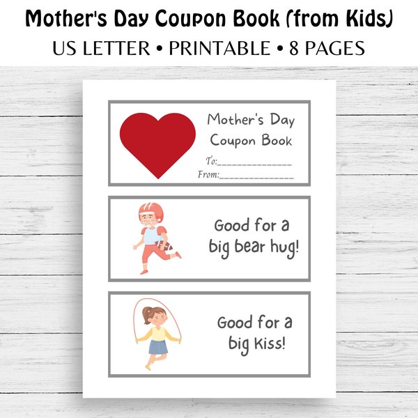 Mother's Day Coupon Book from Kids School Age Craft Gift for Mom Keepsake Gift Personalized Gift for Mom Last Minute Gift Fun Gift from Kids