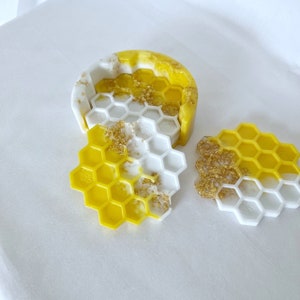 Honey Bee Coasters Set of 8 Coasters & Holder Honeycomb Coasters
