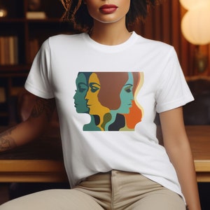 T-SHIRTS - Birthday Gifts Cozy T-shirts - Vintage Inspired Midcentury Face Art Tshirts  - Gift Idea - Unisex Softstyle T-Shirt