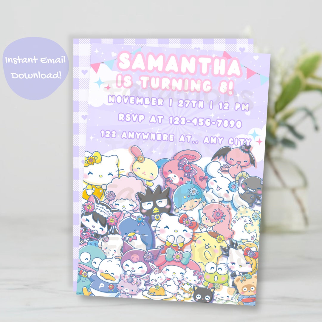 Kawaii Characters Kawaii Birthday Digital Editable File Cute Birthday ...