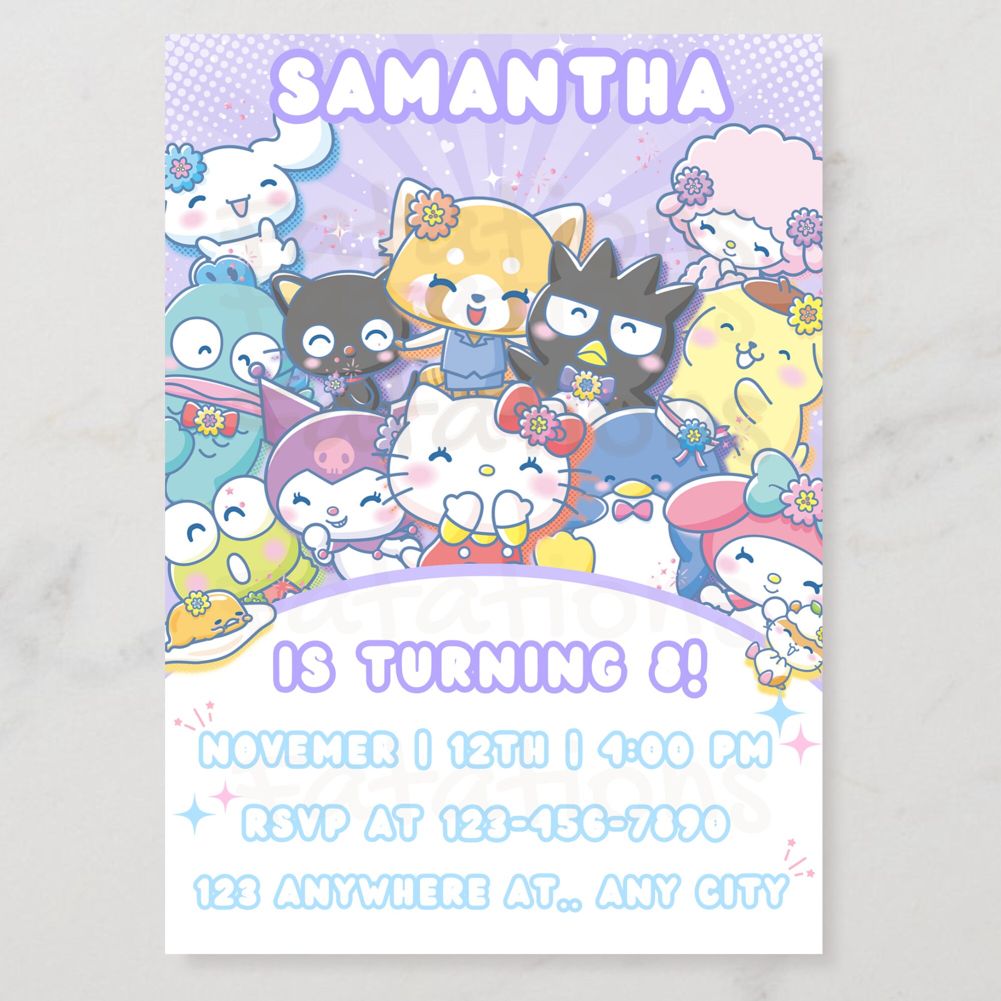 Kawaii Characters Kawaii Birthday Digital Editable File Cute Birthday ...