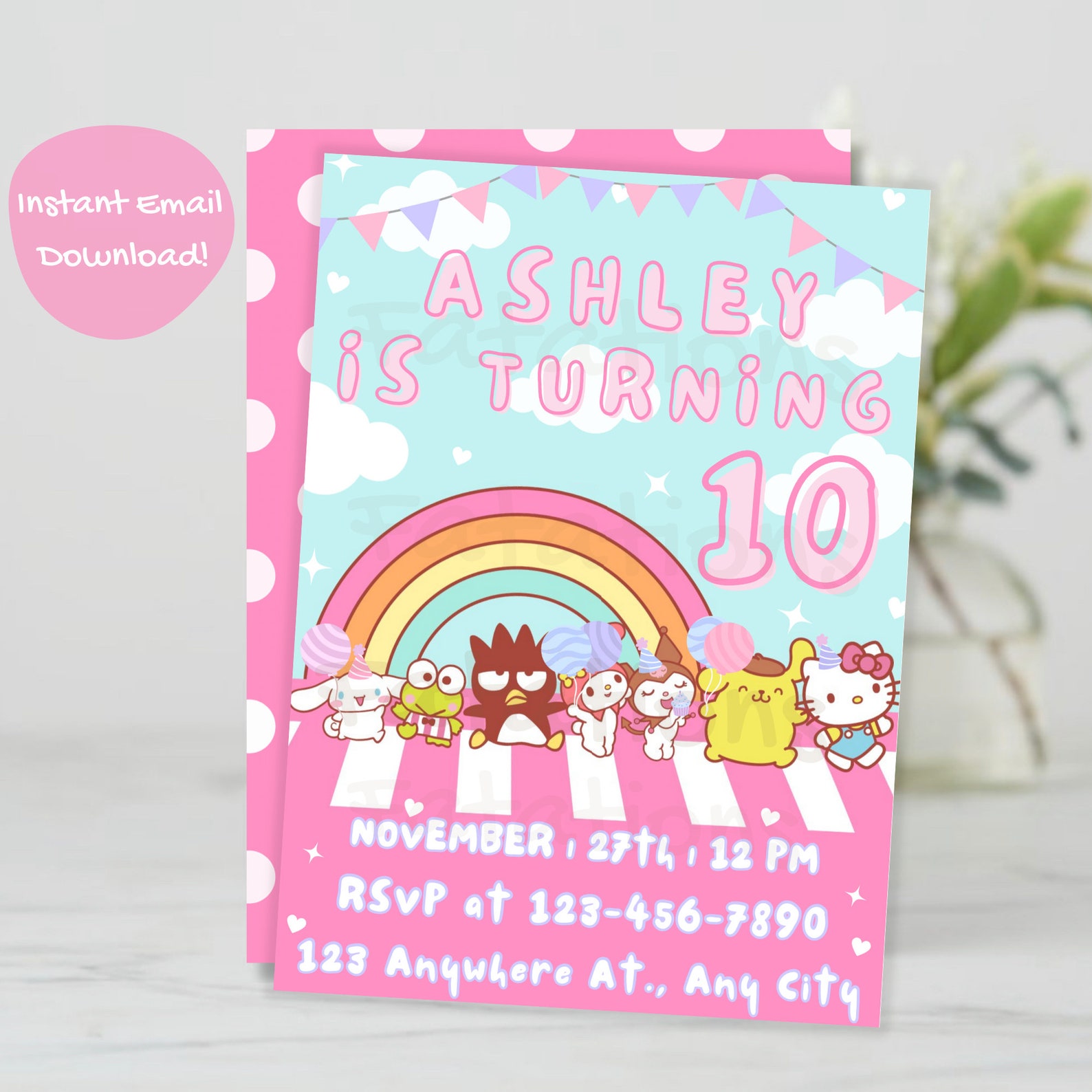 Kawaii Characters Kawaii Birthday Digital Editable File Cute Birthday
