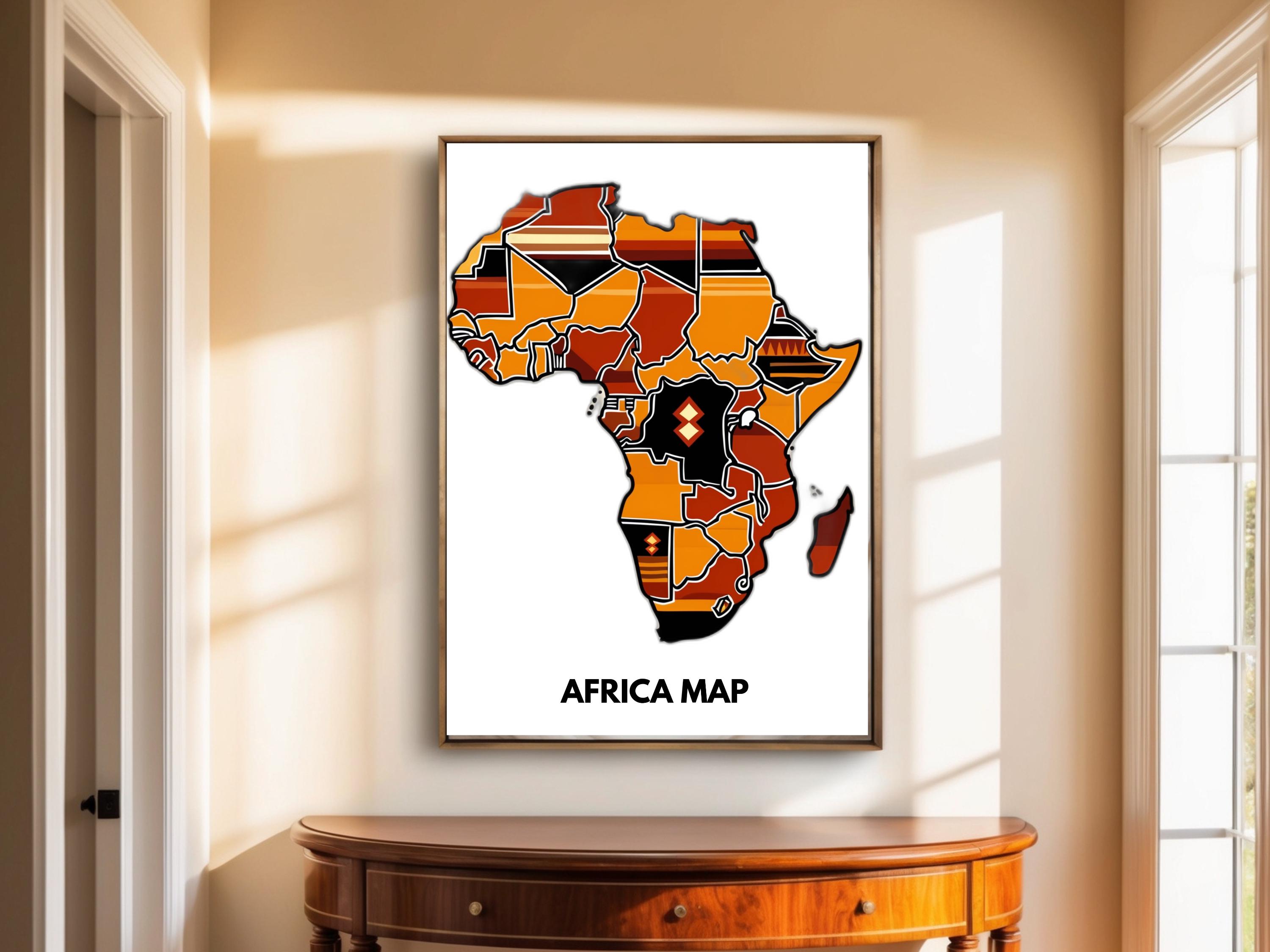 African Map Art, Tribal Wall Print, Afrocentric Decor, Digital Wall Art ...