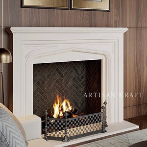 Modern Tudor Cast Stone Fireplace Mantel Surround