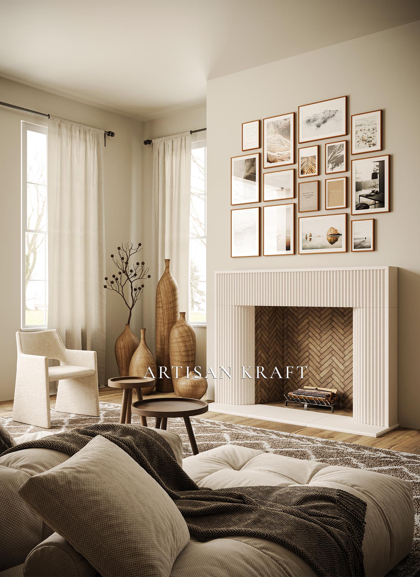 Fluted Cast Stone Fireplace Mantel Surround