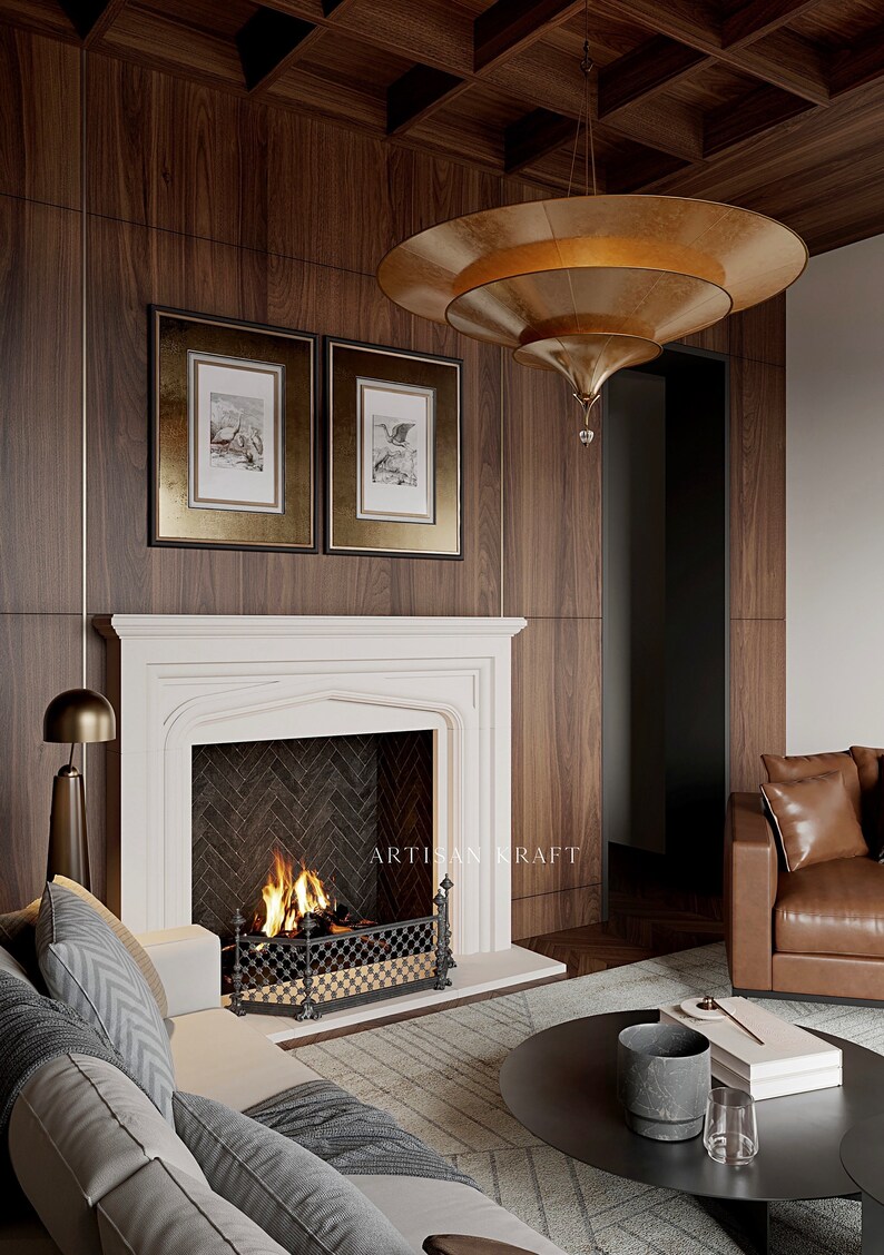 Modern Tudor Cast Stone Fireplace Mantel Surround - Etsy