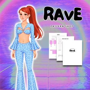 Rave Cosplay Sewing Pattern jumpsuit pants crop top festival wear flare pants