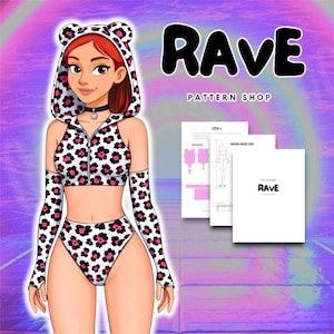 Bear Cosplay Rave Sewing Pattern crop top festival shorts cheeky swim