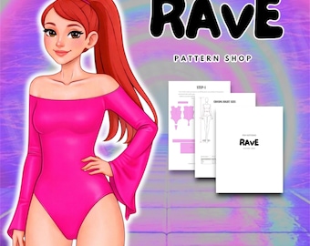 Rave Cosplay Sewing Pattern off the shoulder bodysuit festival outfit one piece boodysuit
