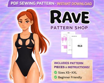 Cutout Bodysuit Sewing Pattern: Rave Outfit, Dancewear (PDF Pattern, XS-XXL)