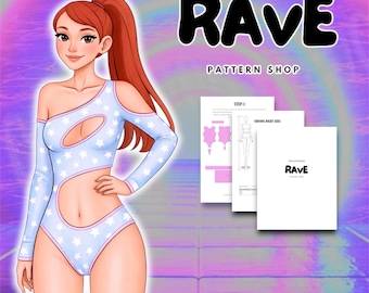 Rave Cosplay Sewing Pattern bodysuit, one piece, cheeky bottoms festival wear swimsuit