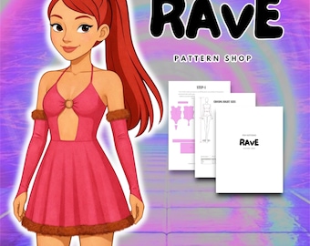 Patrón de costura para cosplay Rave, vestido de una pieza, falda, minivestido, vestido de fiesta