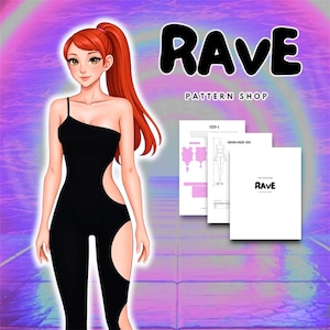 Rave Cosplay Sewing Pattern bodysuit, one piece cut out festival wear