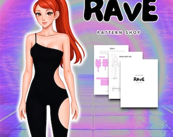 Rave Cosplay Sewing Pattern bodysuit, one piece cut out festival wear