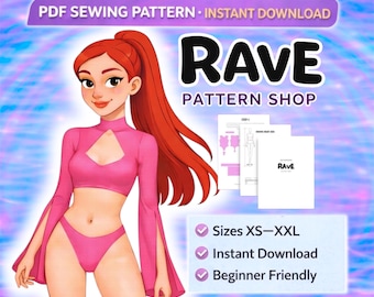 Bodysuit Sewing Pattern: Rave Festival Outfit, Beginner Friendly (PDF Download)