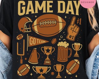 Game Day football png, Vintage football game day shirt png, Retro sports fan png, Fall football season png, Tailgate party sublimation png