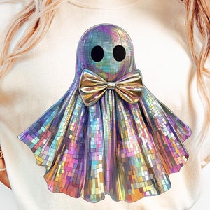 Iridescent Ghost png, Disco ghost, Coquette Halloween png,  Halloween png, Fall design png, Girly Halloween Png, Retro Halloween png, Cute ghost png, Rainbow, Fall png, Spooky season png, Boho Halloween, png digital download