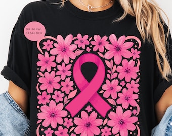 Blumen Brustkrebs Bewusstsein PNG PNG: Pink Ribbon Sublimationsdesign (Digitaler Download)