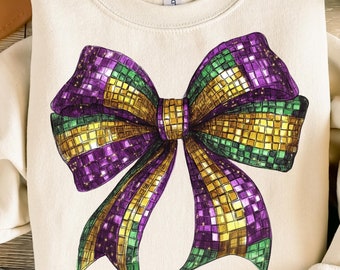 Coquette Mardi Gras png Mardi Gras disco Louisiana png Glitter Mardi gras Retro Mardi gras Fat Tuesday png Sublimation design Mardi gras bow