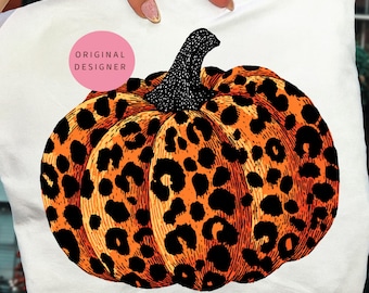 Leopard Pumpkin png, Fall pumpkin sublimation png, Cheetah print pumpkin clipart, Autumn digital download, Halloween shirt design png Preppy