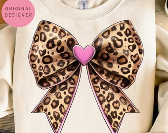 Valentine leopard png Coquette bow png Valentine png Pink Love leopard heart Valentines day Leopard coquette Cheetah print Valentine design