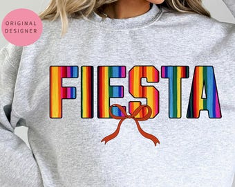 FIESTA Serape PNG, Design de Sublimação para Cinco de Mayo com Laço Coquete, Clipart de Camisa de Festa Mexicana Arco-Íris, Arquivo do Festival Preppy 2025