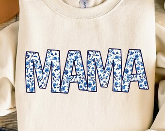 Mamá chinoiserie png, Mamá universitaria png, Día de la Madre png, Toile azul, Mamá primaveral, Chinoiserie floral, Mamá moderna png, Sublimación de mamá, Mamá