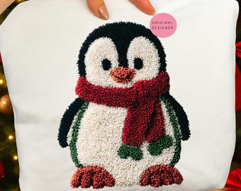Latch Hook Penguin PNG: Cozy Christmas Sublimation (Digital Download)