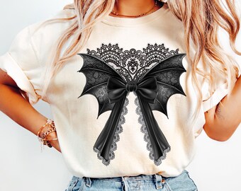 Dark coquette Bat Halloween png Creepy Bat Gothic girly Trendy Halloween png Spooky season png  Cottagecore Halloween shirt png sublimation